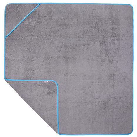 Sowel® Kapuzenhandtuch, 100% Bio-Baumwolle, Badetuch mit Kapuze für Erwachsene, Kinder und Babys, Größe 140x140 cm, Grau/Blau