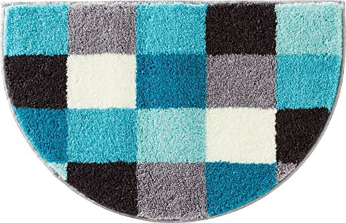 Erwin Müller Duschvorlage Kreta türkis Größe 50x80 cm, Duschmatte, Duschvorleger rutschhemmend - kuscheliger Hochflor, für Fußbodenheizung geeignet