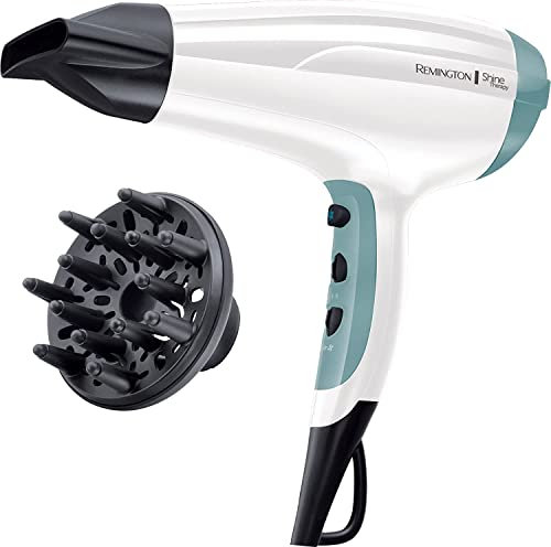 Remington Asciugacapelli 2300W - Leggero e Silenzioso - Generatore di Ioni per lucentezza e meno effetto crespo, 3 livelli di riscaldamento,Bocchetta per styling e diffusore, Shine Therapy D5216