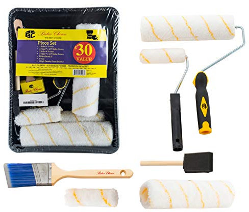 Bates Farbroller – Pinsel, Farbwanne, Walzenpinsel, 11 Stück Heim-Malbedarf, Schaumstoffpinsel, Hausmalertablett, Malwerkzeuge, Roller und Pinsel, Innenpinsel