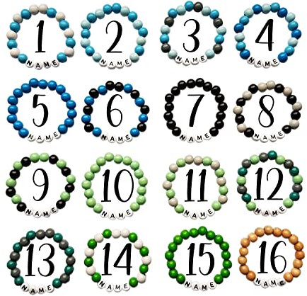 Perlenarmband für Baby und Kind mit Namen Gravur in Blau | Namensarmband Taufarmband Geburtsarmband Baby Armband mit Namen Gravur