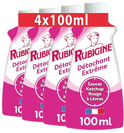 IDEAL - Rubigine, Détachant Sauces ketchup Rouge à lèvres, 100 ml - lot de 4 - Détachant Extrême, Efficace sur Tous les Textiles Lavables, Préserve la Fibre des Textiles - Fabrication Française