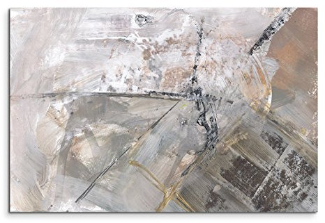 Paul Sinus Art 120x80cm Leinwandbild Leinwanddruck Kunstdruck Wandbild, Küche, grau schwarz weiß Schlieren