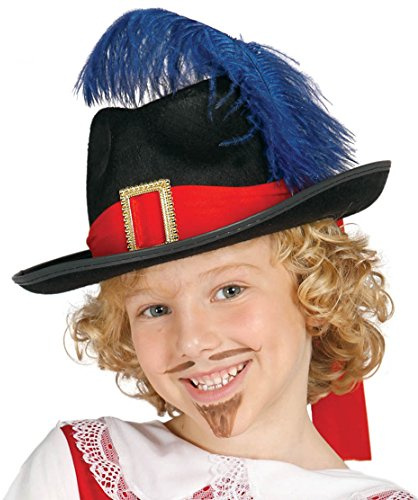 FIESTAS GUIRCA | Sombrero Mosquetero Infantil - Accesorio de Disfraz para Niños - Ideal para Fiestas de Bandidos y Mosqueteros, Carnaval y Halloween - Perfecto para Celebraciones y Eventos - Negro