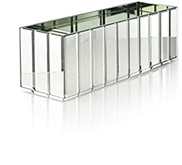Serene Spaces Living Jarrón rectangular con espejo Gatsby – Gran jarrón de vidrio inspirado en Gatsby con tiras de espejo biseladas, uso para decoración del hogar, centros de mesa de eventos, 15 3/4