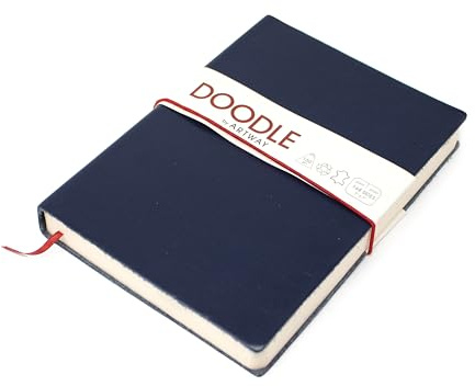 Artway Indigo Doodle - dagbok/anteckningsbok I marinblå läder - 175 mm x 125 mm - 164 ark/82 sidor 150 g/m² kassettpapper