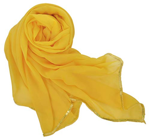 BellyLady Splendido velo di danza del ventre in chiffon fatto a mano per esercitarsi, giallo., Taglia unica