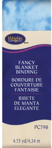 Wright Products Wrights 117-798-2307 Single Fold Satin Fancy Blanket Binding, 2 by 4-3/4-Yard, Tie-Dye Blue