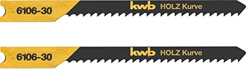kwb Lames de scie sauteuse pour le bois en acier HCS flexible avec tige universelle (tige en U), denture spéciale à piquer, tranchant de longue durée, laquées noir, coupe rapide