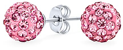 Boucles D'Oreilles Clous En Argent Sterling .925 Élégantes Avec Boule Disco En Cristal Pavé Scintillant De 8 MM Pour Femmes Et Adolescentes En Plusieurs Couleurs