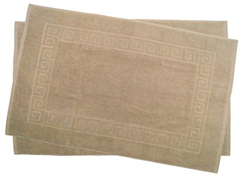 Julie Julsen 2er Pack 60 x 100 cm Badvorleger in Premium Qualität 900 gm2 in aktuellen Farben und 4 Größen aus Baumwolle Badematte Badteppich Duschvorleger Design Spirale Sand