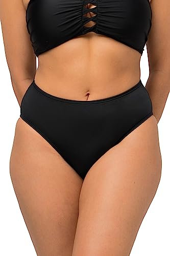 Ulla Popken Damen Bikinislip Bikinihose, Schwarz, 44 EU