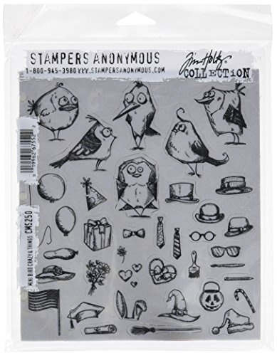 Stampers Anonymous CMS250 Mini Bird Crazy & Things Tim Holtz Cling Stamps, 7 by 8.5, Clear