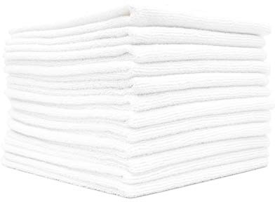 The Rag Company - All-Purpose Microfiber Terry Cleaning Towels - Commercial Grade, Highly Absorbent, Lint-Free, Streak-Free, Kitchens, Bathrooms, Offices, 300gsm, 14in x 14in, White (12-Pack)
