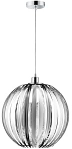 Trio Leuchten Pendelleuchte in Chrom, Acrylstäbe verchromt, exklusive 1x E27 maximal 60W, ø 40 cm, Höhe: 150 cm 304100106