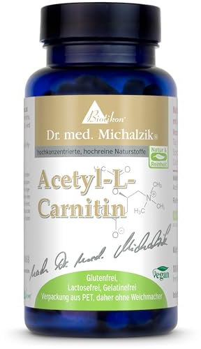 Acetyl L-Carnitin hochdosiert - 100 Kapseln hochdosiert - 500mg Acetyl-L-Carnitin je Kapsel - nach Dr. med. Michalzik - ohne Zusatzstoffe - von BIOTIKON®