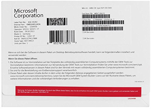 Windows 8.1 OEM 64 Bit Vollversion