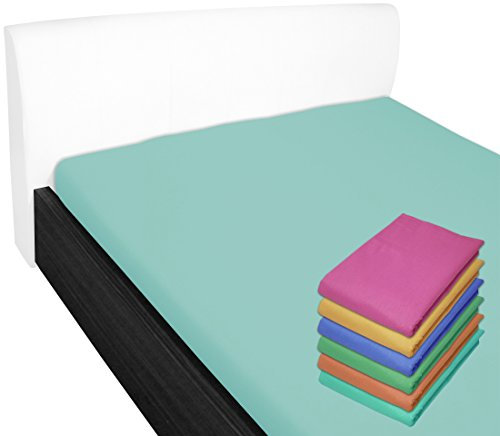 Nurtextil24 Bettlaken 100% Baumwolle 28 Farben und 4 Größen ohne Gummizug Türkis 210 x 240 cm