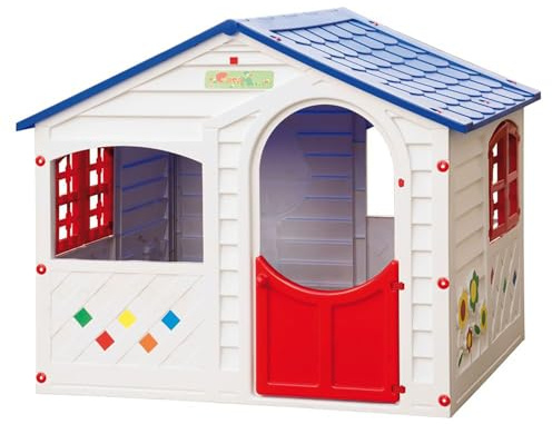 Grand Soleil, Casamia, casetta da Giardino in Resina, in Polipropilene, Dimensioni 130 x 106 x 115 cm (l x p x h), Colori Bianco, Rosso e Blu