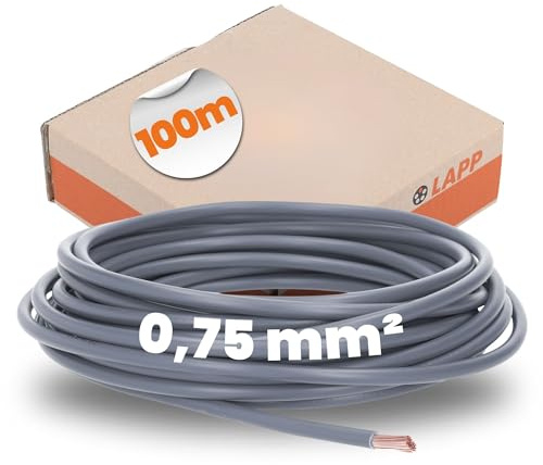 100 Meter Lapp 4510062 H05V-K 0,75 mm² grau I Verdrahtungsleitung I Aderleitung flexibel I PVC Einzelader I Litze 0,75mm2 I Verdrahtung