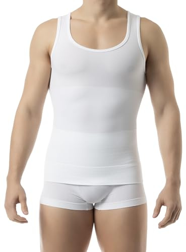 FarmaCell 417 (Bianco, S) Canottiera Contenitiva Uomo, Effetto Pancia Piatta, Intimo Modellante in Cotone, Made in Italy