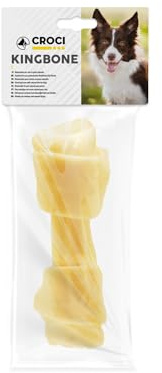 Croci King Bone - Ossa annodate bianche, Snack premio masticativo per cani in pelle bovina naturale, dental stick per la pulizia dei denti, 12,5 cm - 40 g