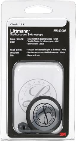 3M Littmann Kit de piezas de repuesto para fonendoscopios Classic II 40005, color negro.