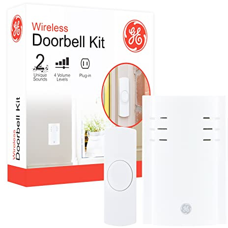 GE UltraPro Wireless Doorbell Kit, Plug-in Receiver, 1 Push Button