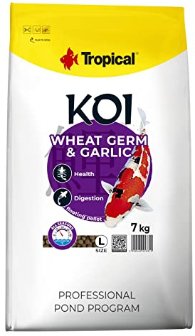 Tropical KOI Wheat Germ & Garlic Pellet Size L 7kg - Alimento con ajo para la alimentación Diaria de koi Grandes en una Amplia Gama de temperaturas del Agua: de 8 a 30°C