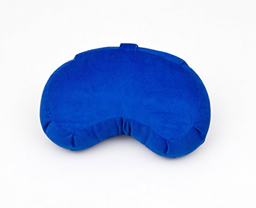 KIDNEY SHAPED SLOPING BRITISH MADE MEDITATION ZAFU,SLOPE 7 BACK,4.5 FRONT,ORGANIC BUCKWHEAT FILLED, (Blue Corduroy)