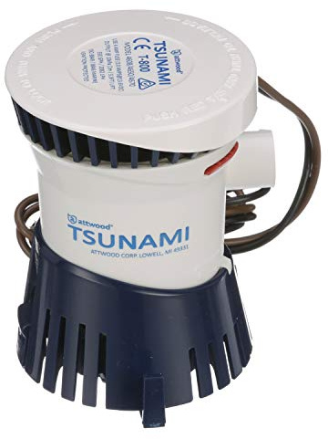 Attwood 4608-7 Tsunami T800 Bilge Pump, 800 GPH, 12-Volt, Barbed ¾-Inch Diameter Outlet, 29-Inch Wire