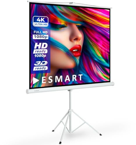 ESMART Economy EXS Stativ-Leinwand [Größenauswahl] 160 x 160 cm (89) | Format 1:1 | Heimkino Beamer Projektionsleinwand Stativ Leinwand LCD LED