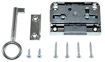 SN-TEC Aufschraubschloss/Möbelschloss/Schrankschloss, Dornmaß: 20mm, (Gesamttiefe 39mm), rechts/links/LAD verwendbar incl. Schließblech incl. Montagematerial