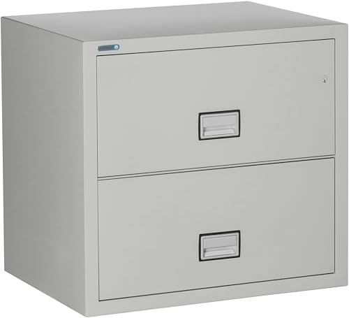Phoenix Safe 31 inch Wide 2-Drawer Lateral Fireproof File Cabinet – Legal and Letter Size Filing – Key Lock – Water Resistant – Fire Safe and Impact Rated – Light Gray Finish – Model LAT2W31LG