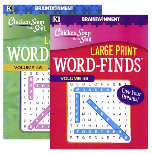 KAPPA Large Print Chicken Soup For The Soul Word Finds Puzzle Book 2 Titles, Word Search Find Words Books for Adults Teens, Training Learning with Game, 2-Pack