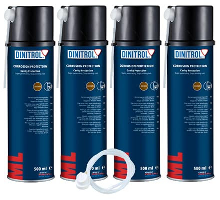 Dinitrol ML penetrierendes Hohlraumwachs, 4 x 500 ml, Aerosol-Spraydosen mit je 600-mm-Verlängerungsdüse