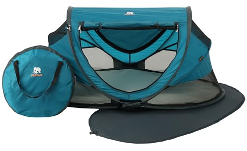 Unbekannt Deryan Reisebett/Travel-cot Peuter Reisebettzelt inklusive Zelt + selbstaufblasende Matratze + Baumwollbezug mit Reißverschluss mit Pop-Up innerhalb 2 Sekunden aufgebaut, ocean/blue, PL-OCEAN