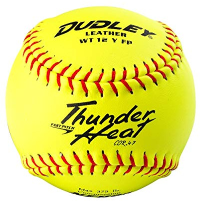 Dudley NFHS Thunder Heat Leather 30,5 cm Yellow Fast Pitch Softball, .47/170,1 Kilogram, Cuciture Rosso – Confezione da 12