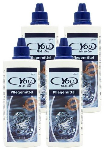 CYOU All-In-One Premium Pflegemittel für weiche Kontaktlinsen, 4 x 360 ml, Sparpack