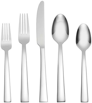 Oneida Madison Avenue 45 Piece Casual Flatware Set, 18/0 Stainless, Service for 8,Silver,45pc
