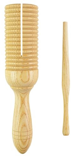 A-Star Single Wooden Guiro Tone Wood Block Agogo with Beater - Instrumento de percusión rítmica