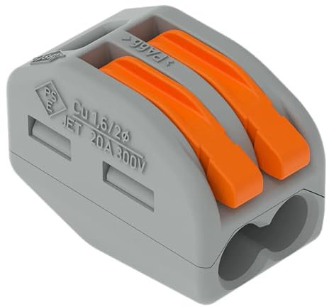 WAGO CLASSIC-Verbindungsklemmen 222-412 | 2 Leiter, bis 4 mm², 50 Stück, CLASSIC Kabelverbinder mit Hebeln für alle Leiterarten weltweit, bestätigte Anwendungssicherheit