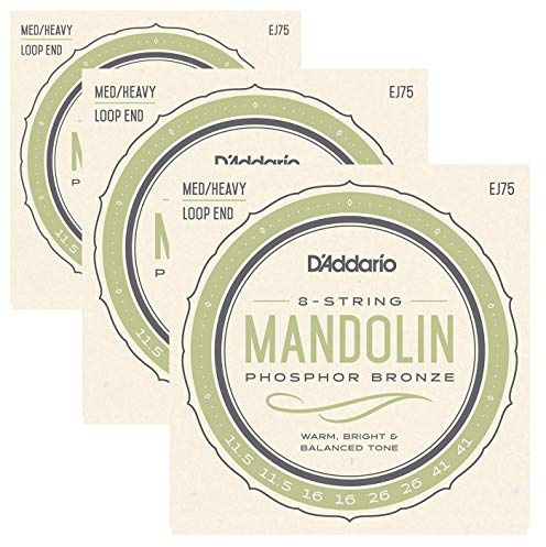 D'Addario Mandolin Strings | 3 Pack | EJ75 (formerly J75) | Phophor Bronze