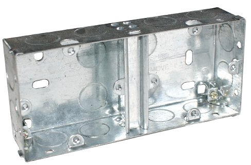 Loops 35mm Dual/Double Metal Flush Mounted Back Box - 2 Gang Brick Wall Hole Pattress