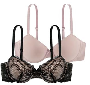 DORINA Women's Chloe T-Shirt Bra T-Shirt Everyday Bra, Black Blush, 40D (Manufacturer Size:40)