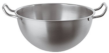 Paderno 11952-22 - Bastardella Semisferica – Ciotola multiuso in acciaio inox con manici, per impastare, mescolare e montare – Diametro: 22 cm, altezza: 12 cm, capacità: 2,7 lt