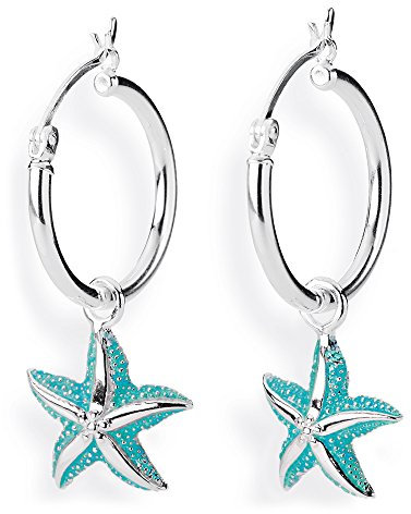 Heartbreaker Ohrring Einhänger für Creolen aus der Kollektion Style & Go in Echtsilber/Seestern Einhänger mit blauem Brandlack für Creolen / 925 Sterling Silber nickelfrei/LD MR 40 BU