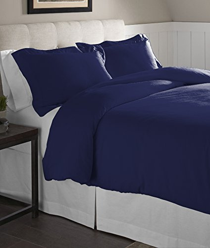 Pointehaven Flannel Oversized Duvet Set, Full/Queen, Navy