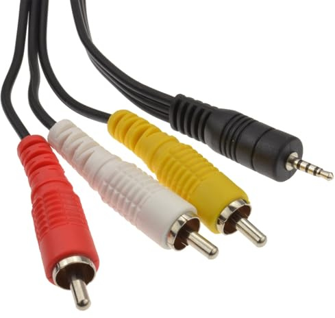 kenable 2.5mm Jack to 3 RCA Phono Cable 4 Pole AV Composite Video Stereo Audio Lead for Camcorder Camera TV 3m Black