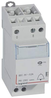 Transformateur pour sonnerie 230V vers 8 V - 4VA - 2 modules